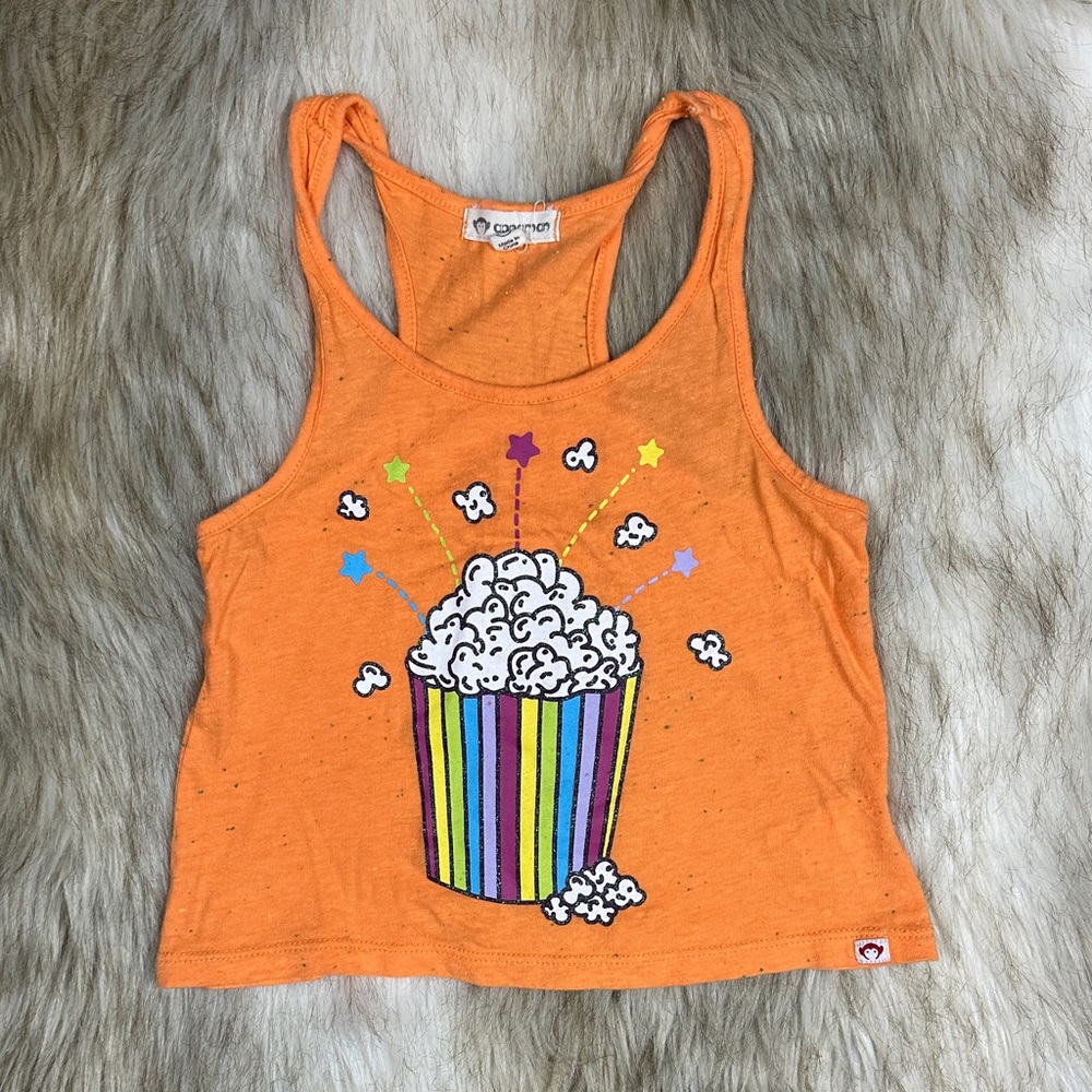 Appaman Orange Tank Top with Star Graphics & Twisted Steaps, Size 6